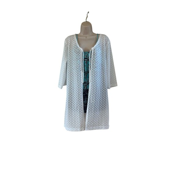 ANNE COLE White 2 Tie Front Tunic Length Beach Swim Cover Up Size XXXL Vacation - Picture 3 of 12